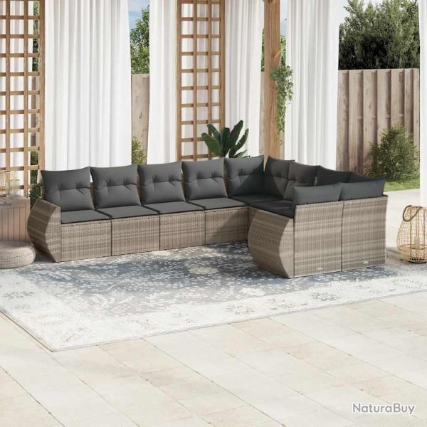 Salon de jardin avec coussins 13 pcs noir r�sine tress�e