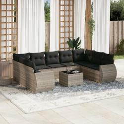 Salon de jardin avec coussins 13 pcs noir r&eacute;sine tress&eacute;e