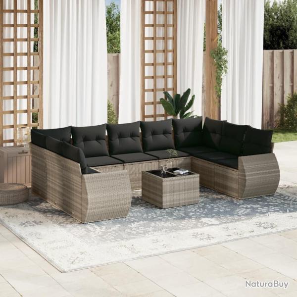 Salon de jardin avec coussins 13 pcs noir r�sine tress�e