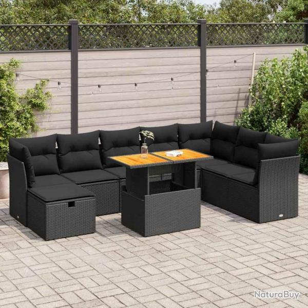 Salon de jardin avec coussins 7 pcs gris r�sine tress�e