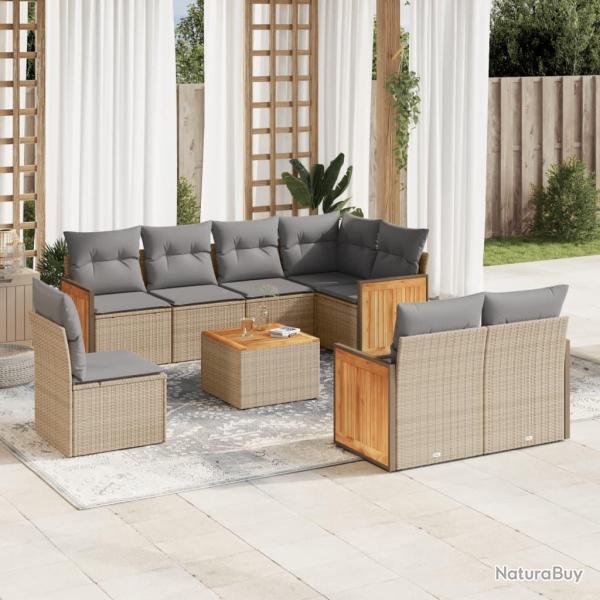Salon de jardin avec coussins 7 pcs gris r�sine tress�e
