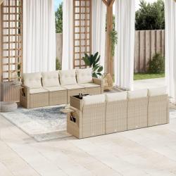 Salon de jardin avec coussins 7 pcs gris r&eacute;sine tress&eacute;e