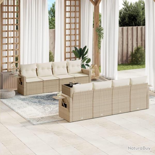 Salon de jardin avec coussins 7 pcs gris r�sine tress�e
