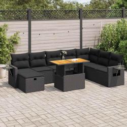 Salon de jardin avec coussins 7 pcs gris r&eacute;sine tress&eacute;e