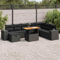 Salon de jardin avec coussins 7 pcs gris r&eacute;sine tress&eacute;e