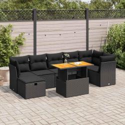 Salon de jardin avec coussins 7 pcs gris r&eacute;sine tress&eacute;e