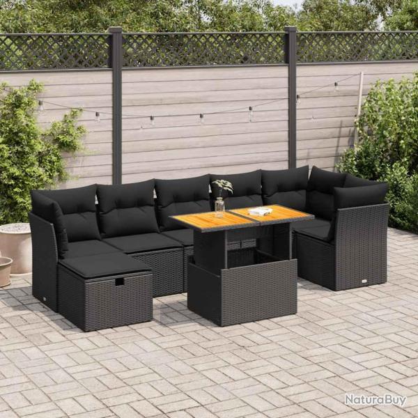Salon de jardin avec coussins 7 pcs gris r�sine tress�e