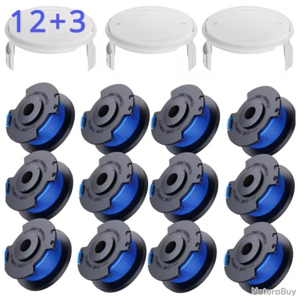 Bobine Fil Coupe Bordure Ryobi One+ 18V 24V 40V 12 Bobines 3 Couvercles Fil Nylon