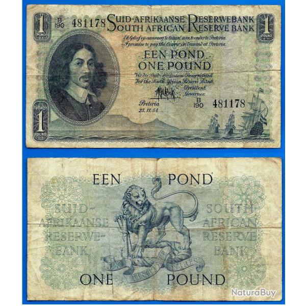 Afrique Du Sud 1 Pound 1954 25 Novembre Billet Animal Lion Rand