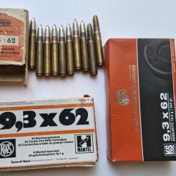Lot de 43 cartouches 9.3x62