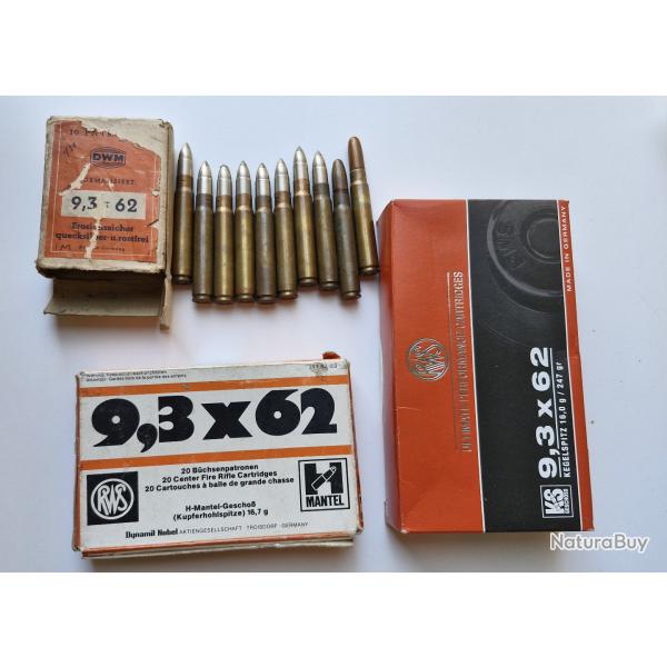 Lot de 43 cartouches 9.3x62