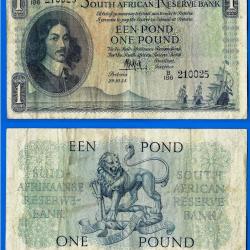 Afrique Du Sud 1 Pound 1954 29 Octobre Sign De Cock Billet Animal Lion Rand