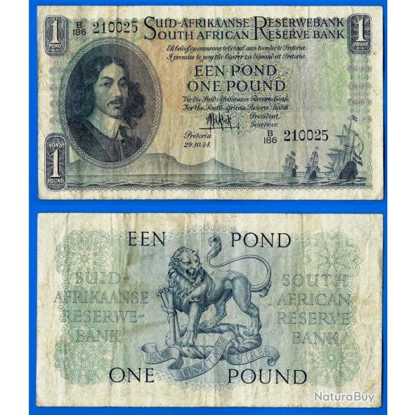 Afrique Du Sud 1 Pound 1954 29 Octobre Sign De Cock Billet Animal Lion Rand
