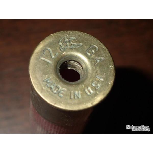 Douille F�d�ral en plastique Bordeaux �crit noir "2 2 1 7/8" - calibre 12 - chambr� en 76mm