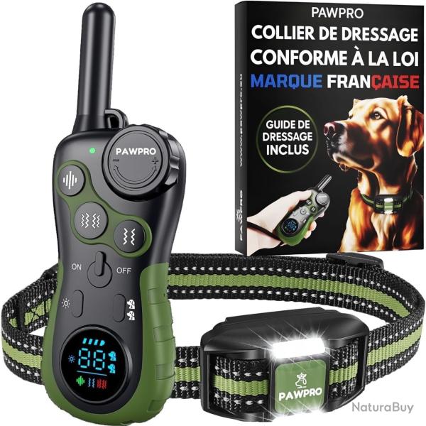 Collier de Dressage Chien 3km Port�e XXL �tanche IPX7 Lumi�re LED 4 Modes BIP Vibration Boost