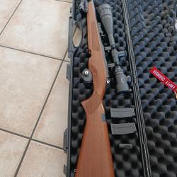 Vends une carabine a verrou Hatsan ECSORT Cal.22lr bois can.56cm + lunette 4x32 + bipied a 390�.