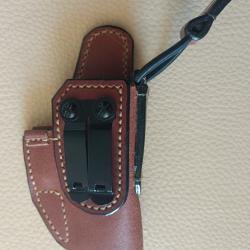Holster, droitier,  "Inside"  IWB en cuir marron pour Glock 19, 45 et 23