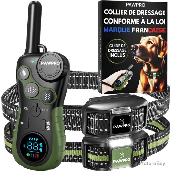 Lot de 2 Colliers de Dressage Chien Port�e XXL 3km 4 Modes BIP Vibration Boost �tanche IPX7 Lumi�re