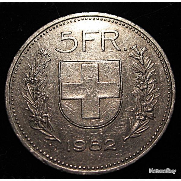Suisse piece de 5 francs 1982 helvetica ttb  diametre 31mm