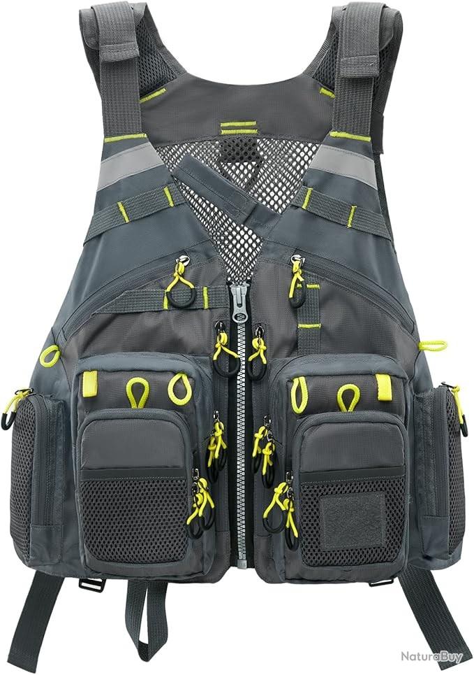 Gnveub Gilet de pêche pour homme - Séchage rapide - Fermeture éclair - Réversible - Avec plusieurs poches, Vert kaki, X-Small Gnveub Gilet de pêche pour homme - Séchage rapide - Fermeture éclair - Réversible - Avec plusieurs poches, Vert kaki, X-Small
