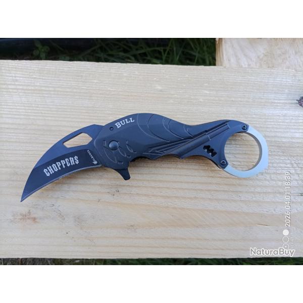 Couteau Bull - Noir - Lame 6cm, produit neuf, issu de collection personnelle