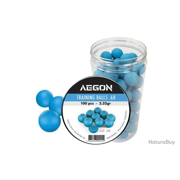 100 Billes entrainement bleues ou oranges selon arrivage calibre .68 Aegon
