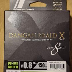 Tresse MAJORCRAFT DANGAN BRAID X8 PE0,8 150m vert - HILMAR SUPER DESTOCK !!!