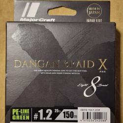 Tresse MAJORCRAFT DANGAN BRAID X8 PE1,2 150m vert - HILMAR SUPER DESTOCK !!!