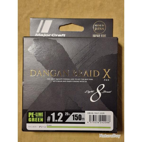 Tresse MAJORCRAFT DANGAN BRAID X8 PE1,2 150m vert - HILMAR SUPER DESTOCK !!!