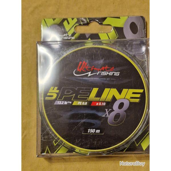 Tresse ULTIMATE FISHING UF PE LINE X8 PE0,8 150m vert - HILMAR SUPER DESTOCK !!!