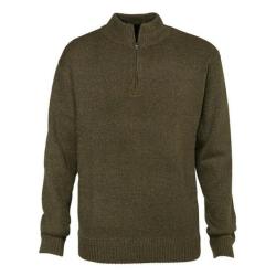 Pull col camionneur chemin&eacute;e zipp&eacute; vert kaki pull-over chasse p&ecirc;che
