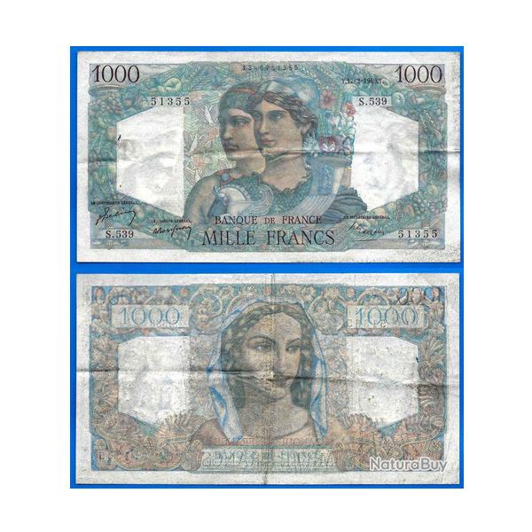 France 1000 Francs 1949 Minerve & Hercule Grand Billet Frcs Frs Frc