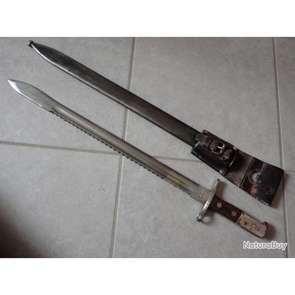 731541 Baionnette de pionnier Suisse Mod�le 1914 � 65 dents de scie + porte fourreau cuir