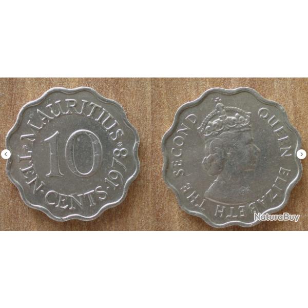 Maurice 10 Cents 1978 Neuve Roupie Roupies Piece Cent