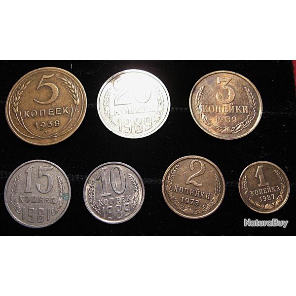 RUSSIE 7 pieces  de 1-2-3-5-10-15-20- kopeck ttb