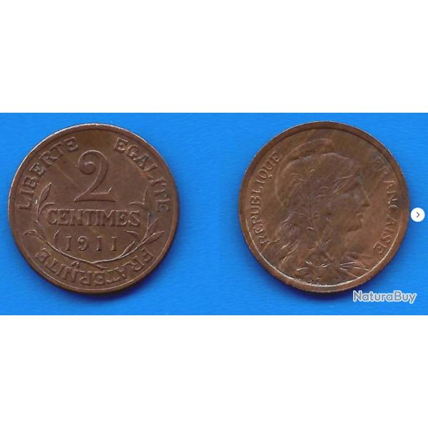 France 2 Centimes 1911 Dupuis Pi�ce Centimes anciens Francs Franc