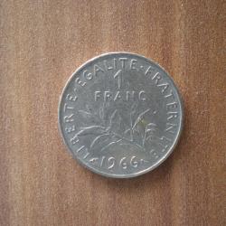 France 1 Franc 1966 Piece Semeuse Francs Nickel