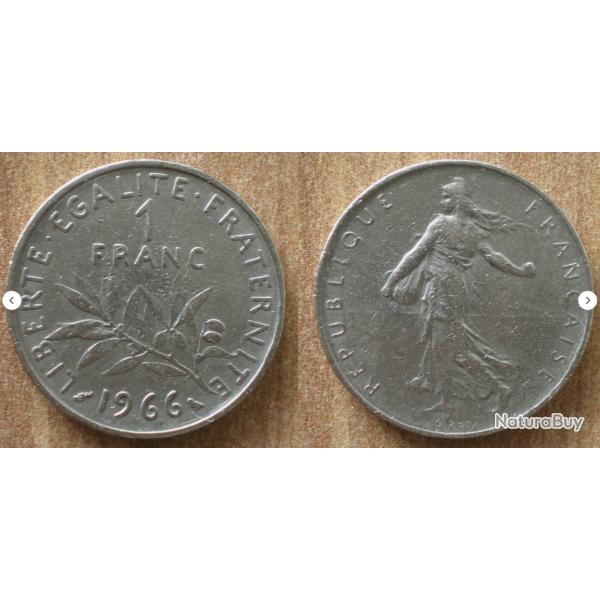 France 1 Franc 1966 Piece Semeuse Francs Nickel