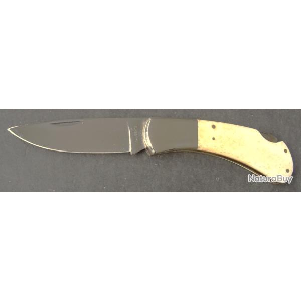 COUTEAU CHASSE VINTAGE " RANGER'S " 1960 OS/ MAILLECHORT POMPE ARRIERE SORTI DE VITRINE