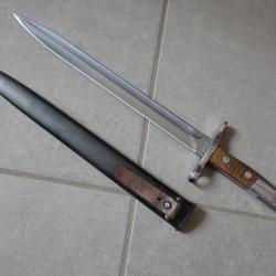 670855 Baionnette Suisse pour fusil Rubin Schmidt Mdle K11 ou K31. Mdle 1918 chrom&eacute;e.