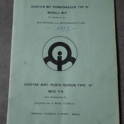 Notice du dioptre pour fusil Rubin Schmidt K31 Suisse Waffenfabrik