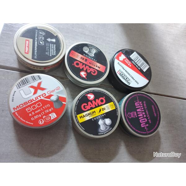 Lot 6 bo�te x500 plombs .177 4,5mm neuf