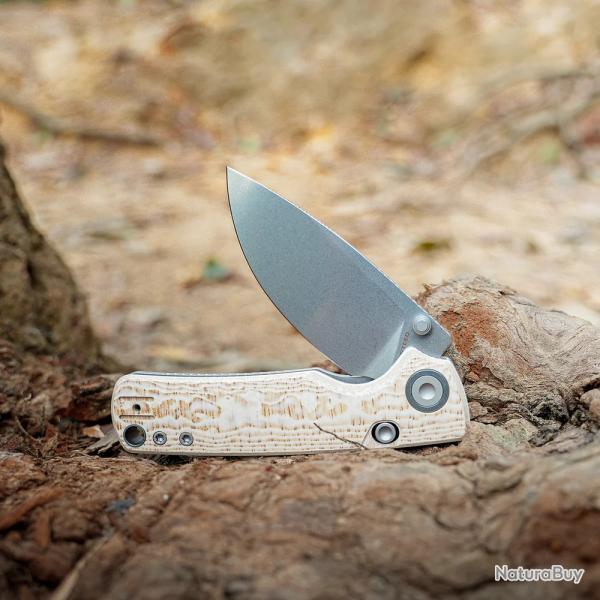 Couteau Vosteed Porcupine Lame Drop Point Acier 14C28N Manche Bamboo Micarta Top Liner Lock VOSA2626