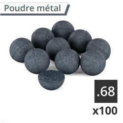 100 Billes caoutchouc m&eacute;tal Rubber Steel calibre .68