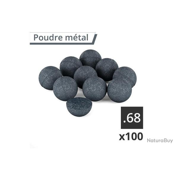 100 Billes caoutchouc m�tal Rubber Steel calibre .68