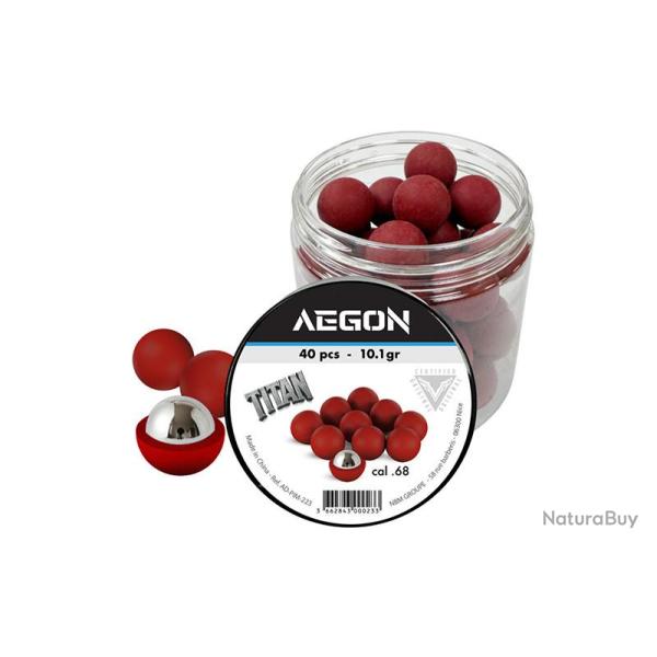 40 Billes Titan calibre .68 coeur acier Aegon