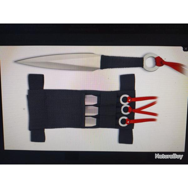 Martinez albainox lot de 3 couteaux de lancer avec ruban