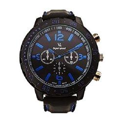 Montre Sport Style Chronographe Plong&eacute;e Cadran Profond Bleu Boitier Massif Bracelet Silicone Noir