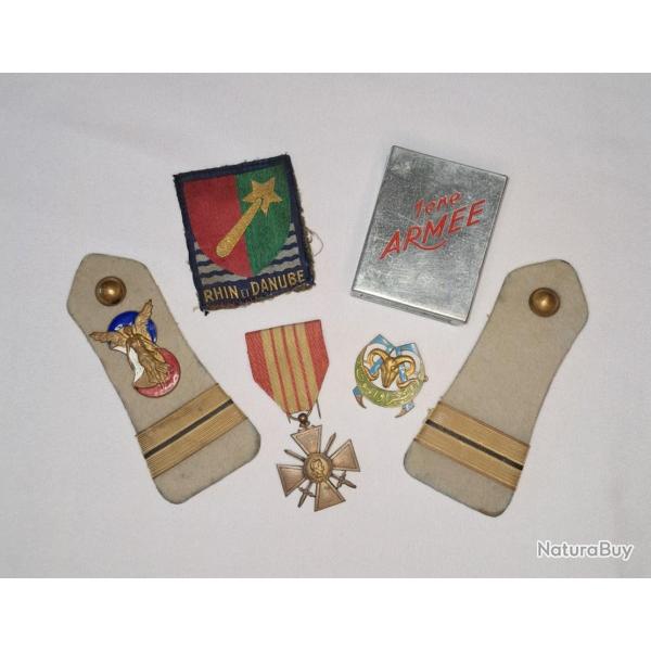 Insignes 3�me DIA 7�me RTA Lib�ration 1er Arm�e 1944/45 WW2