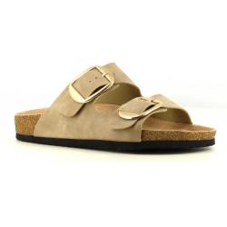 Sandales Femme Taupe en Synth&eacute;tique - Mod&egrave;le Confort Bas 37